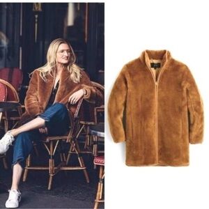 J. Crew Plush Teddy Bear Coat J9064 Camel Brown size Medium Soft Plush Faux Fur
